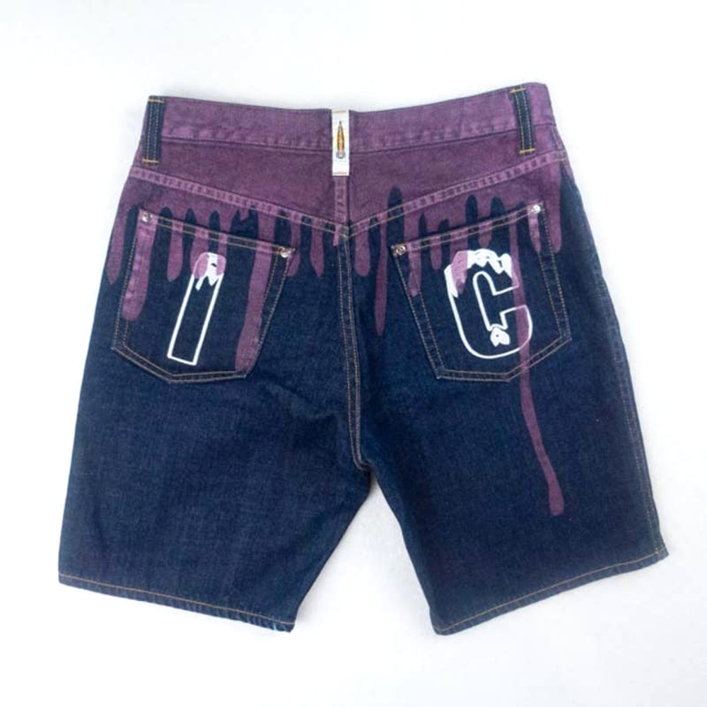 Billionaire Boys Club Ice Cream Drip Denim Jean Shorts Purple Sparkle Men Size S